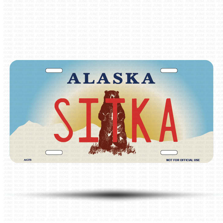 SITKA Flat Aluminum License Plate | 6" x 12" | State Plate Front View Name Plate