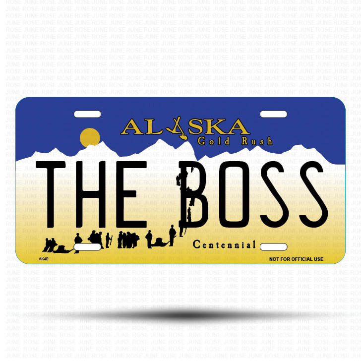 THE BOSS Flat Aluminum License Plate | 6" x 12"Front View Name Plate