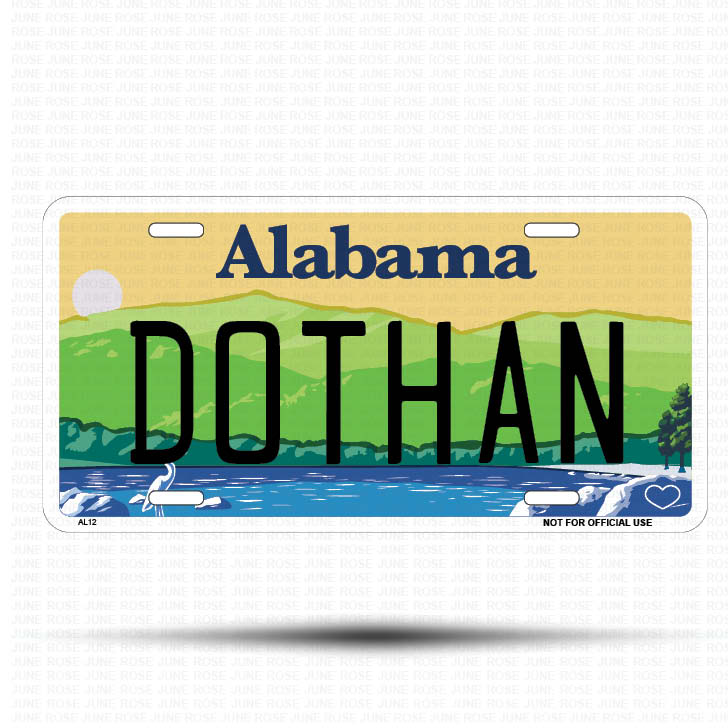DOTHAN Flat Aluminum License Plate | 6" x 12" | State Plate ALABAMA