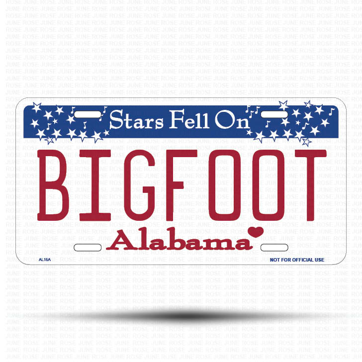 BIGFOOT Flat Aluminum License Plate | 6" x 12" | State Plate Front View Name Plate Alabama State Plate