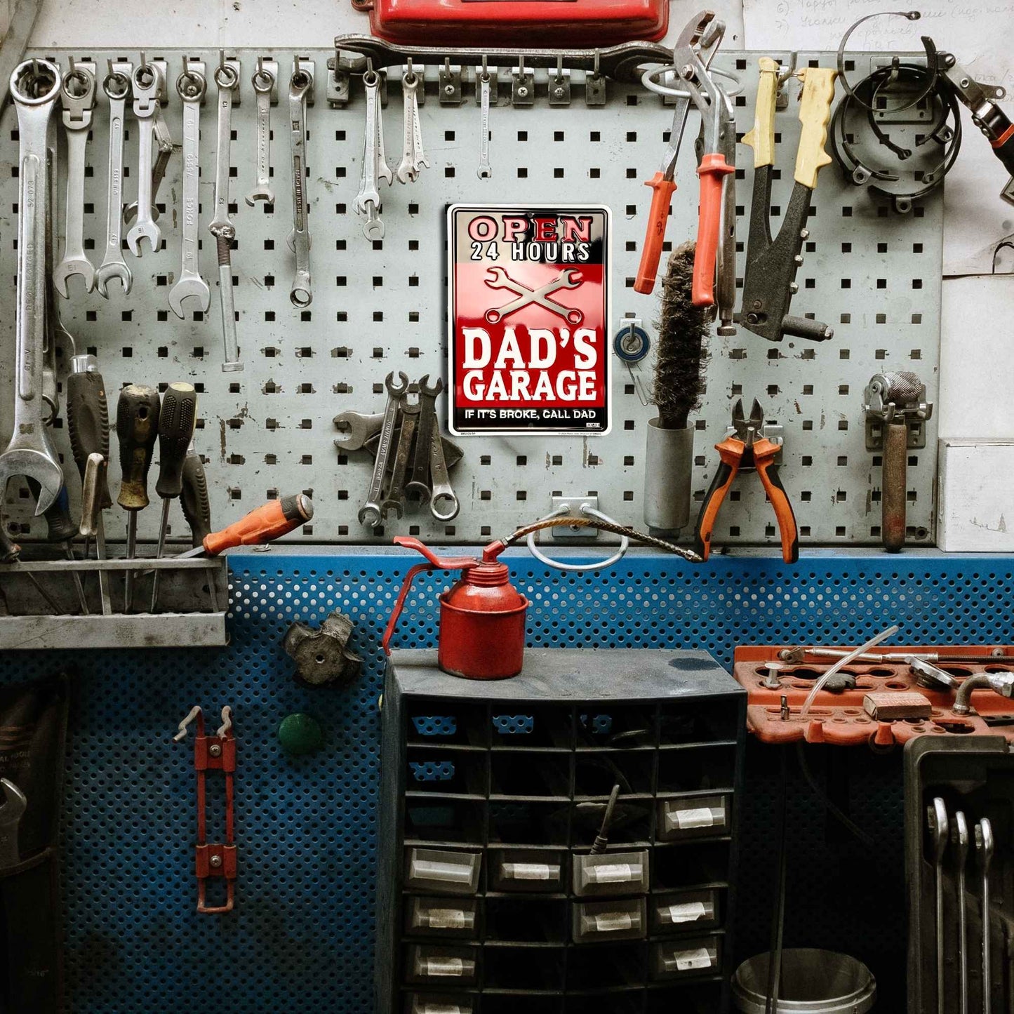 Dad's Garage Open 24 Hours If It's Brok Call Dad In Use Garage Pegboard View