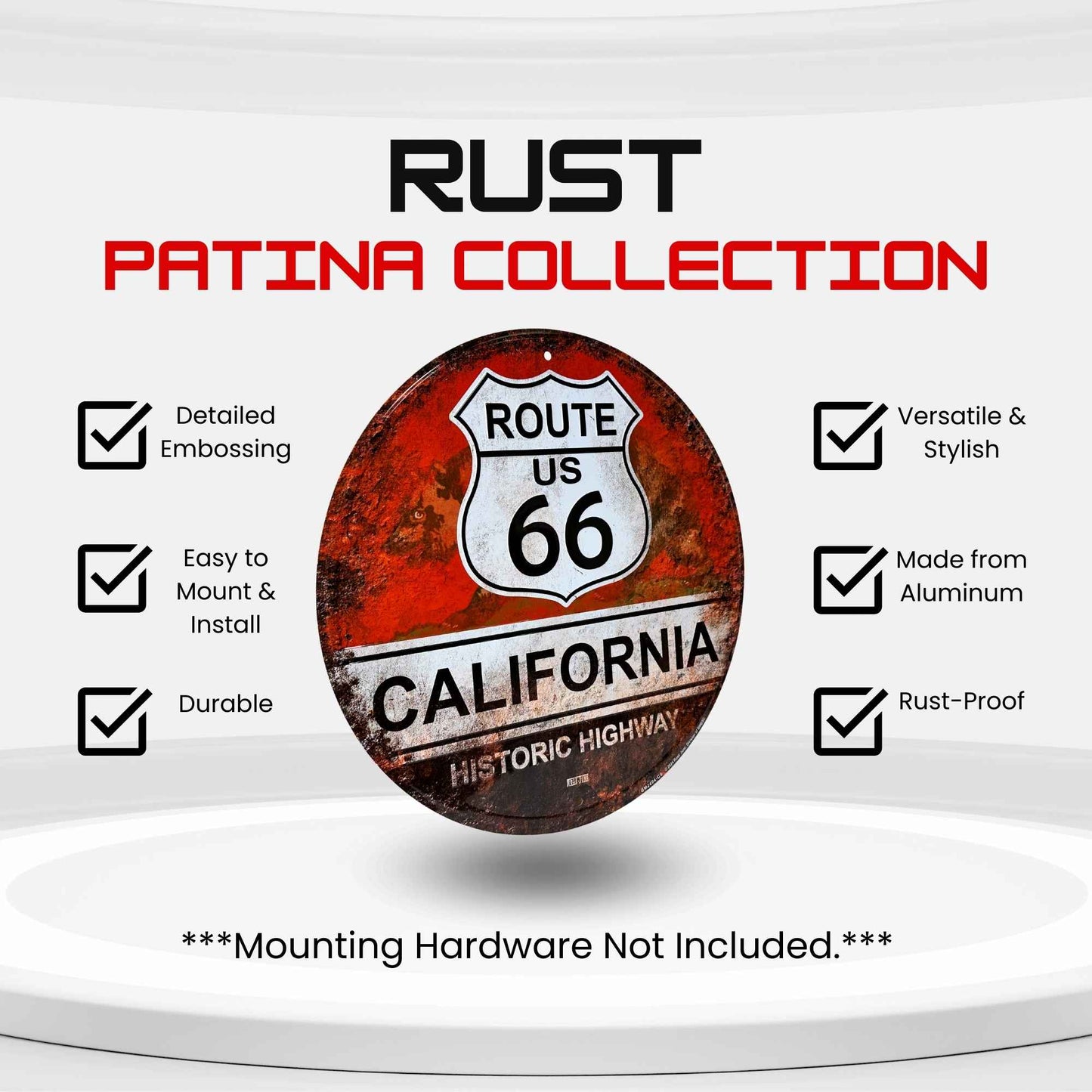 Route 66 California Rust Vintage Historic Highway Sign Detail Specs