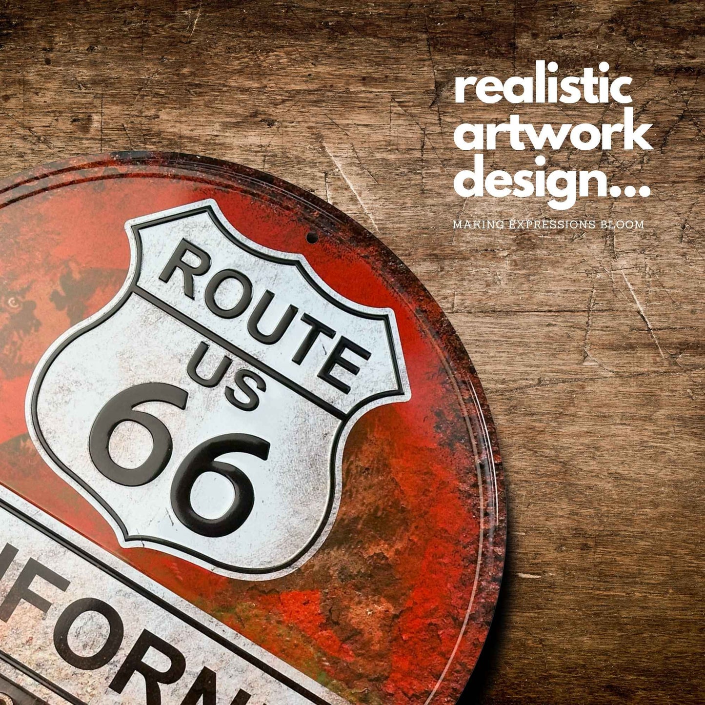 Route 66 California Rust Vintage Historic Highway Sign Artwork Showcase