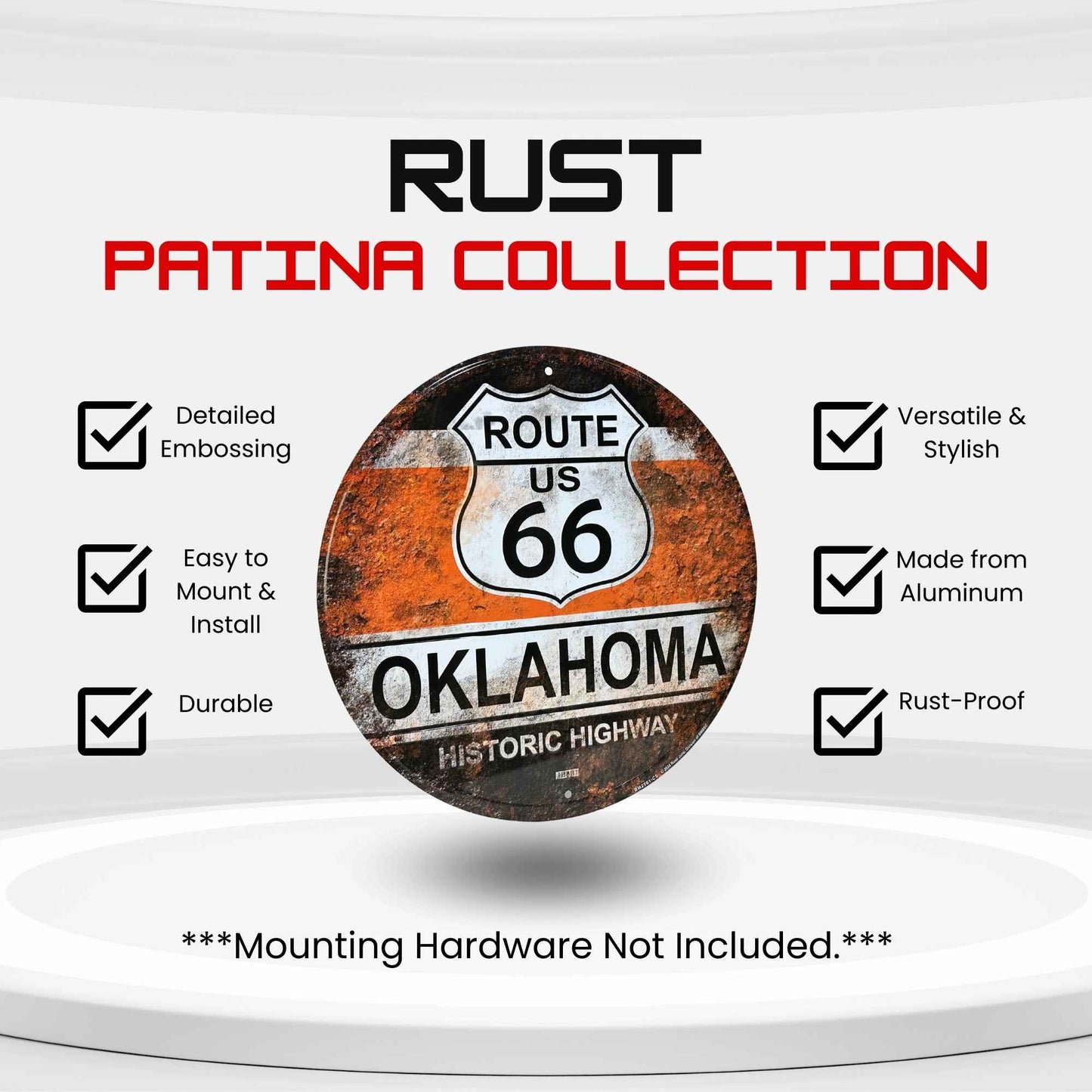 Route 66 Oklahoma Rust Vintage Historic Highway Sign Detail Specs