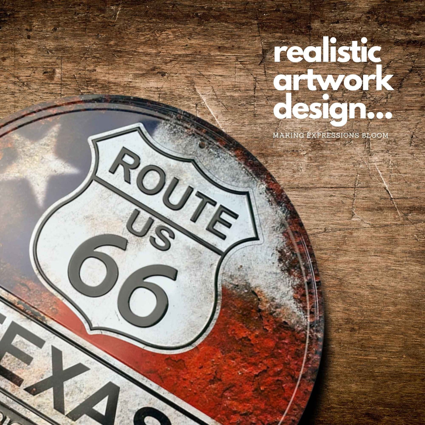 Route 66 Texas Rust Vintage Historic Highway Sign Artwork Showcase