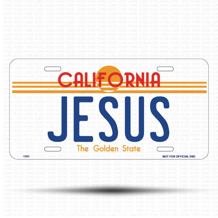 JESUS Flat Aluminum License Plate | 6" x 12" | State Plate Front View Name Plate