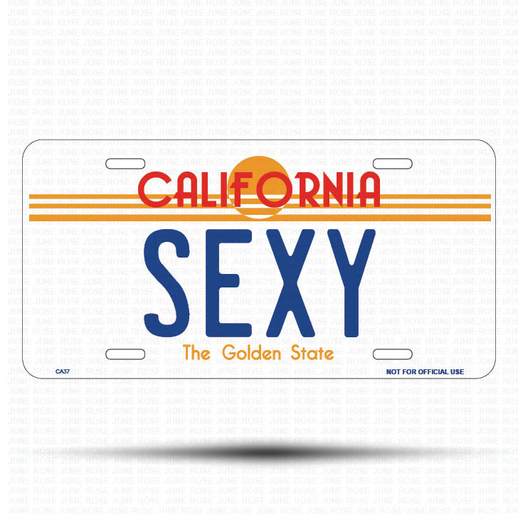 SEXY Flat Aluminum License Plate | 6" x 12" | State Plate Front View Name Plate California Goldend State