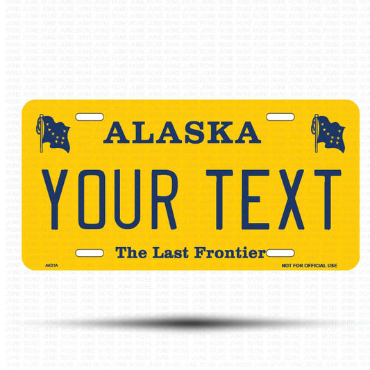 YOUR TEXT Flat Aluminum License Plate | 6" x 12" | State Plate Front View Name Plate