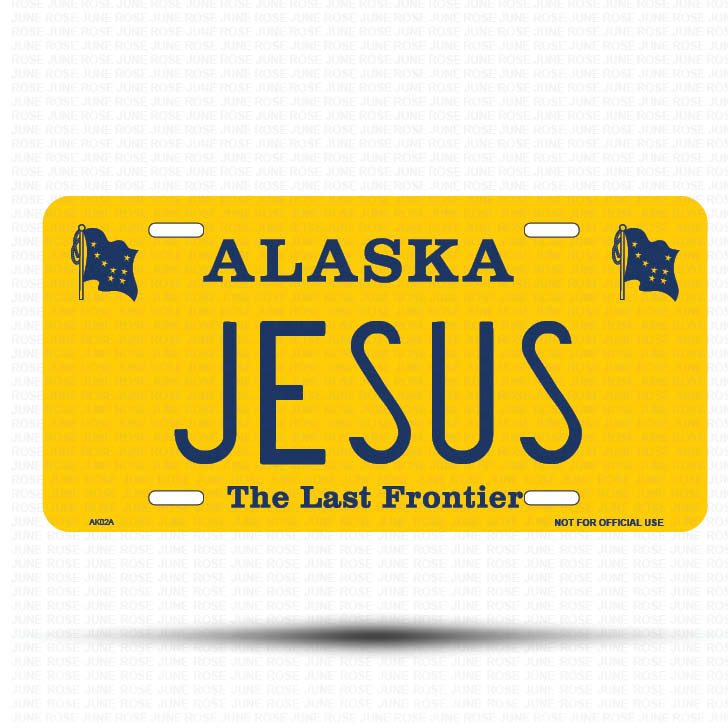 JESUS Flat Aluminum License Plate | 6" x 12" | State Plate Front View Name Plate