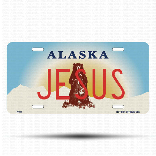 JESUS Flat Aluminum License Plate | 6" x 12" | State Plate Front View Name Plate