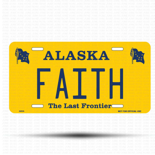 FAITH Flat Aluminum License Plate | 6" x 12" | State Plate Front View Name Plate