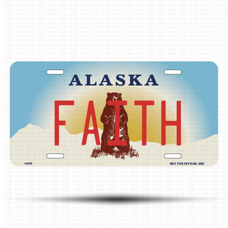 FAITH Flat Aluminum License Plate | 6" x 12" | State Plate Front View Name Plate