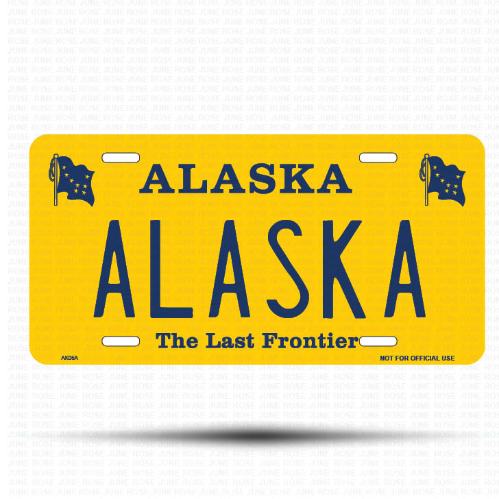 ALASKA Flat Aluminum License Plate | 6" x 12" | State Plate Front View Name Plate