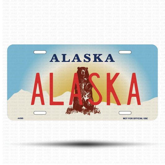 ALASKA Flat Aluminum License Plate | 6" x 12" | State Plate Front View Name Plate