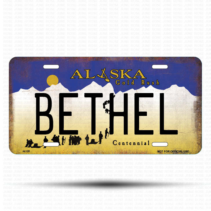 AK10 | BETHEL | ALASKA | AK | Flat Aluminum License Plate | 6" x 12" | State Plate