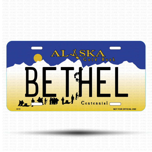 BETHEL Flat Aluminum License Plate | 6" x 12"Front View Name Plate