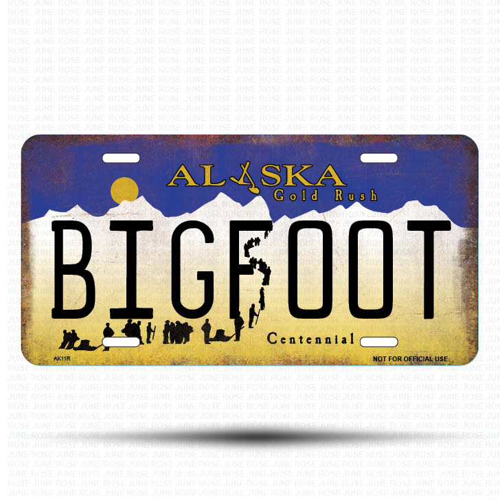 AK11 | BIGFOOT | ALASKA | AK | Flat Aluminum License Plate | 6" x 12" | State Plate