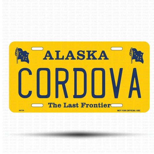 CORDOVA Flat Aluminum License Plate | 6" x 12" | State Plate Front View Name Plate