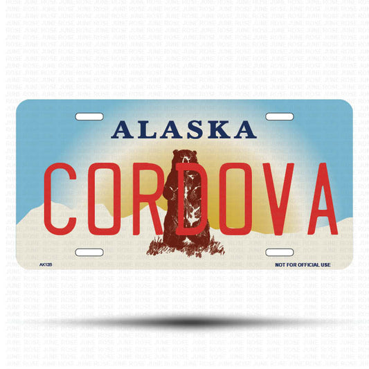 CORDOVA Flat Aluminum License Plate | 6" x 12" | State Plate Front View Name Plate