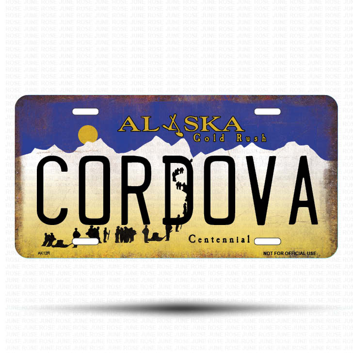 AK12 | CORDOVA | ALASKA | AK | Flat Aluminum License Plate | 6" x 12" | State Plate