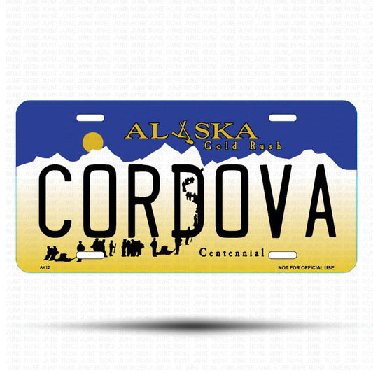 CORDOVA Flat Aluminum License Plate | 6" x 12"Front View Name Plate