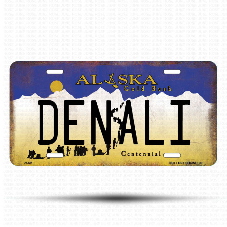 AK13 | DENALI | ALASKA | AK | Flat Aluminum License Plate | 6" x 12" | State Plate