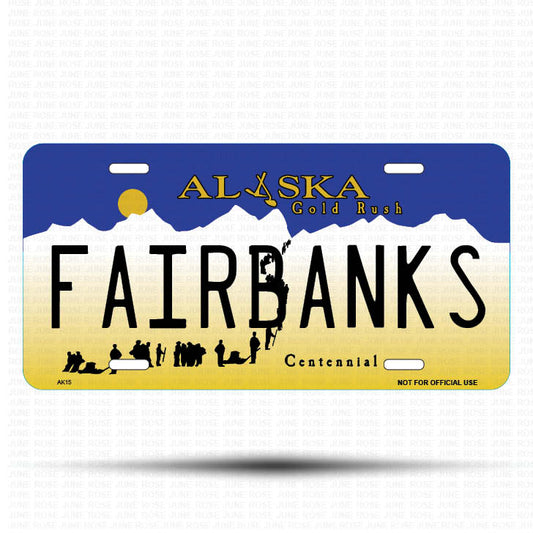 FAIRBANKS Flat Aluminum License Plate | 6" x 12"Front View Name Plate