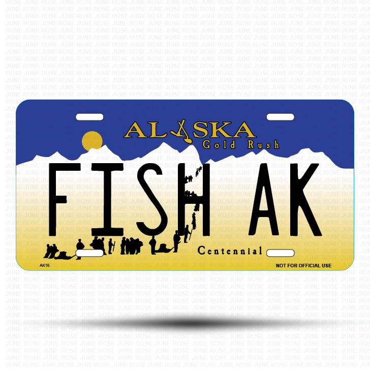FISH AK Flat Aluminum License Plate | 6" x 12"Front View Name Plate