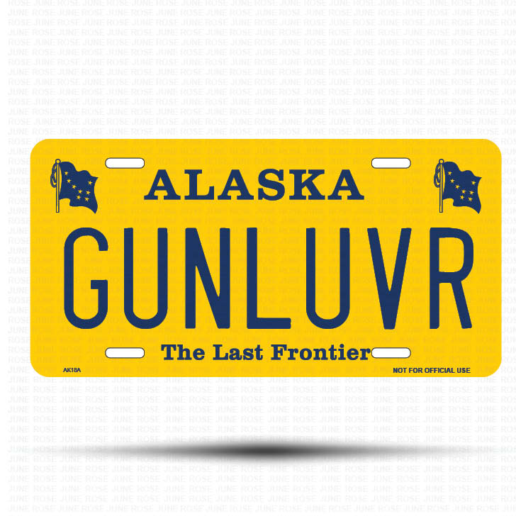GUNLUVR Flat Aluminum License Plate | 6" x 12" | State Plate Front View Name Plate