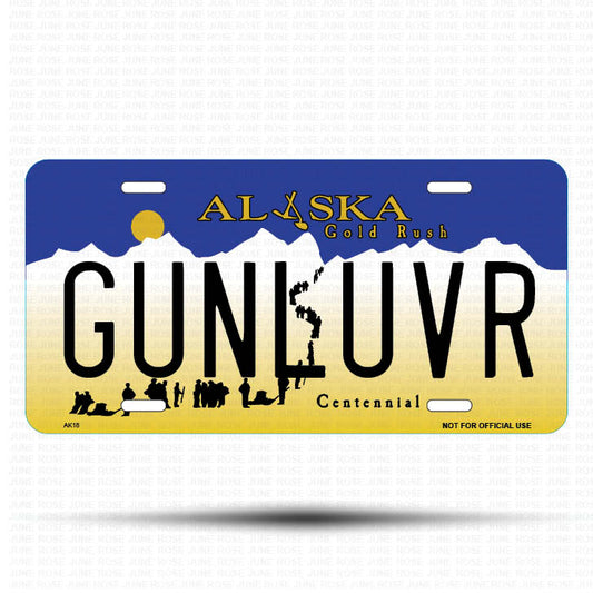 GUNLUVR Flat Aluminum License Plate | 6" x 12"Front View Name Plate