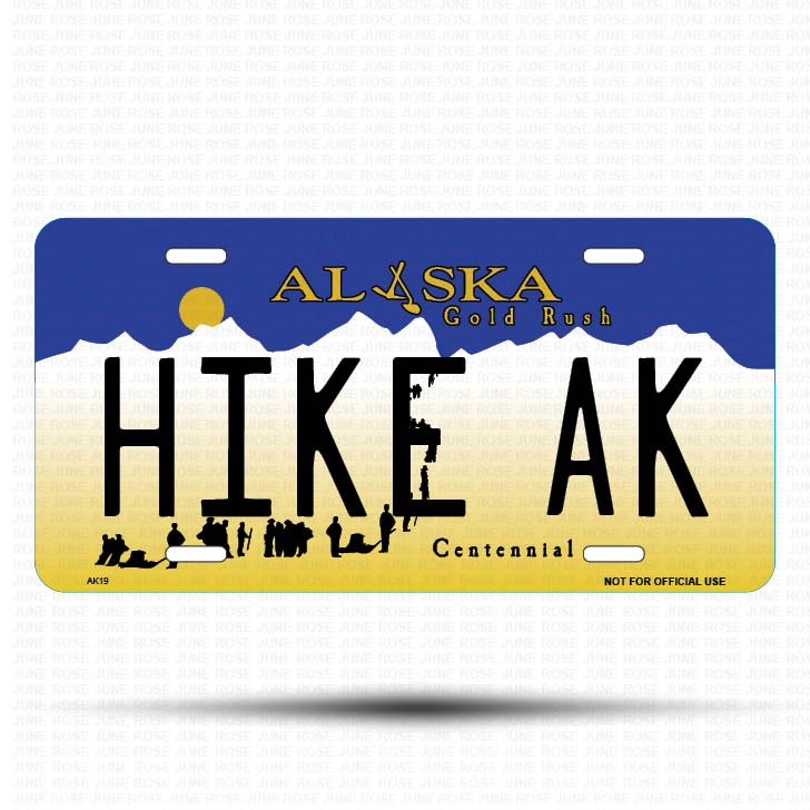 HIKE AK Flat Aluminum License Plate | 6" x 12"Front View Name Plate
