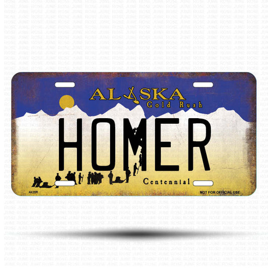 AK20 | HOMER | ALASKA | AK | Flat Aluminum License Plate | 6" x 12" | State Plate