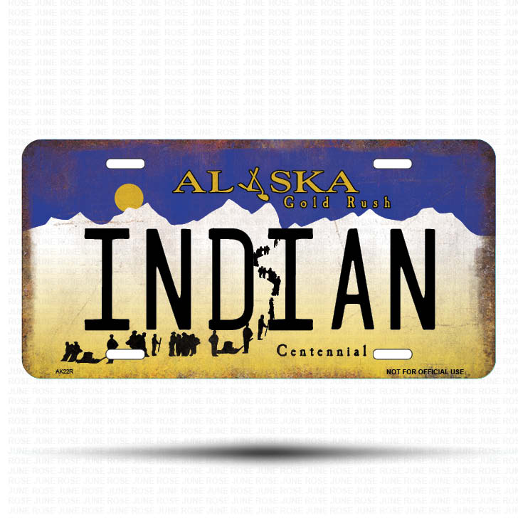 AK22 | INDIAN | ALASKA | AK | Flat Aluminum License Plate | 6" x 12" | State Plate