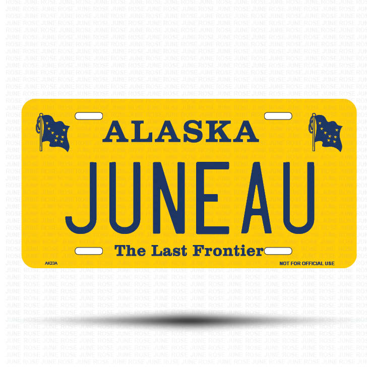 JUNEAU Flat Aluminum License Plate | 6" x 12" | State Plate Front View Name Plate