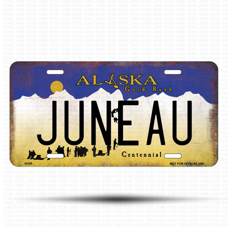 AK23 | JUNEAU | ALASKA | AK | Flat Aluminum License Plate | 6" x 12" | State Plate