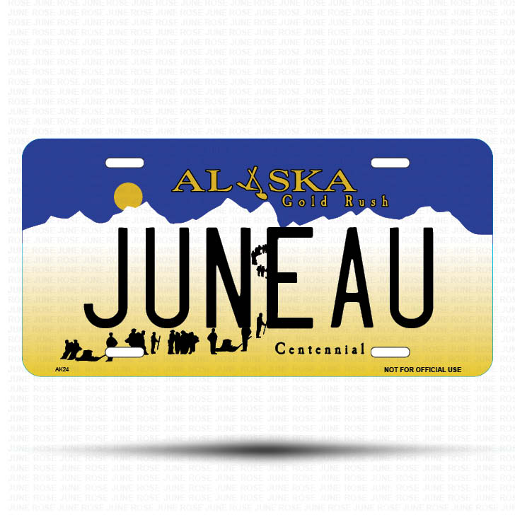 JUNEAU Flat Aluminum License Plate | 6" x 12"Front View Name Plate