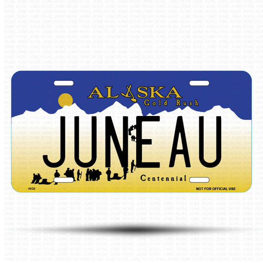 JUNEAU Flat Aluminum License Plate | 6" x 12"Front View Name Plate