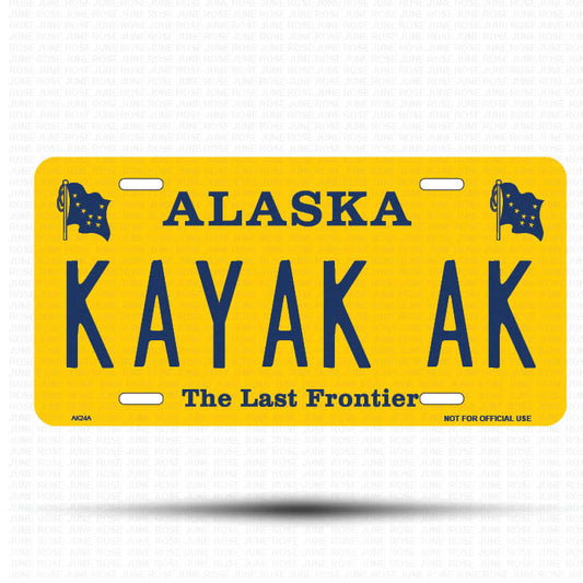 KAYAK AK Flat Aluminum License Plate | 6" x 12" | State Plate Front View Name Plate