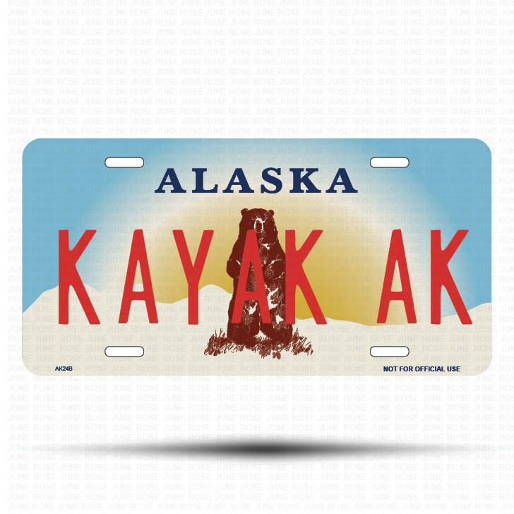 KAYAK AK Flat Aluminum License Plate | 6" x 12" | State Plate Front View Name Plate