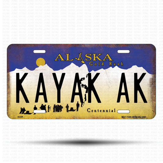 AK24 | KAYAK AK | ALASKA | AK | Flat Aluminum License Plate | 6" x 12" | State Plate