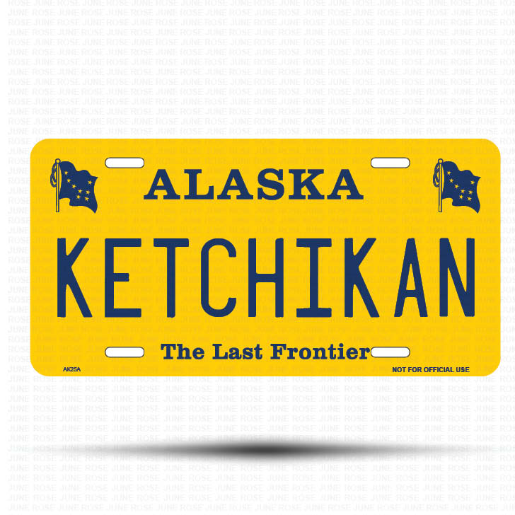 KETCHIKAN Flat Aluminum License Plate | 6" x 12" | State Plate Front View Name Plate
