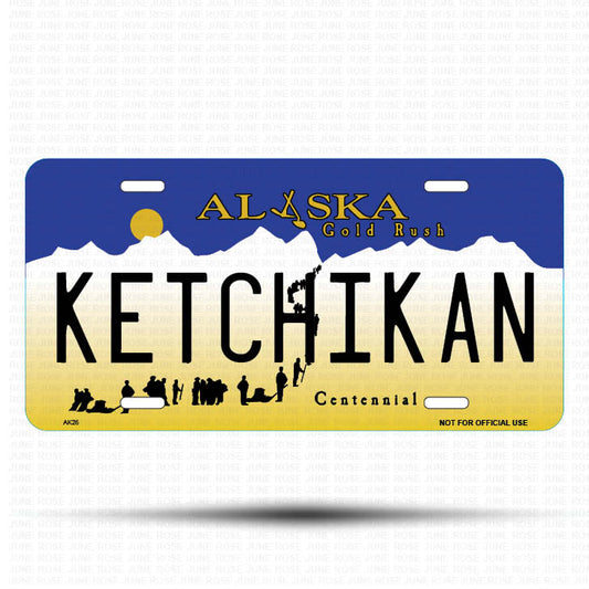 KETCHIKAN Flat Aluminum License Plate | 6" x 12"Front View Name Plate