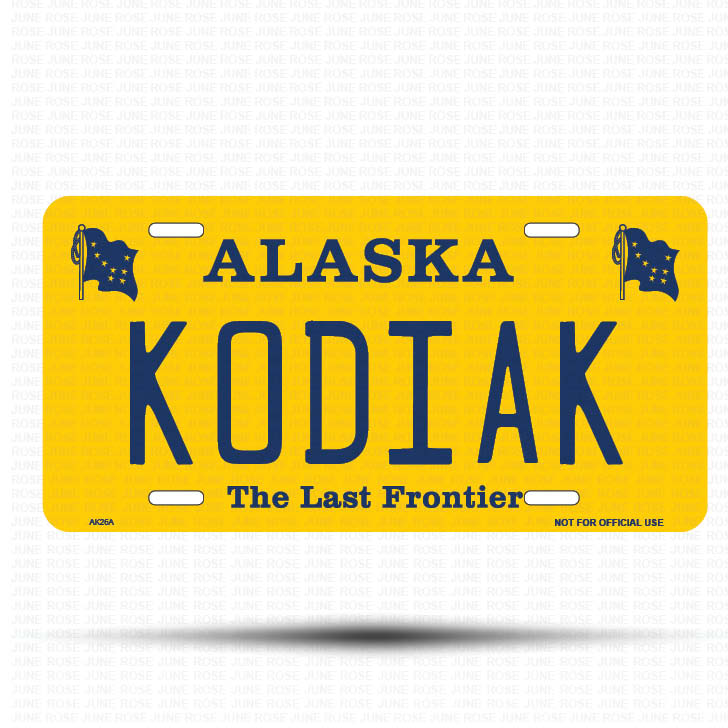 KODIAK Flat Aluminum License Plate | 6" x 12" | State Plate Front View Name Plate