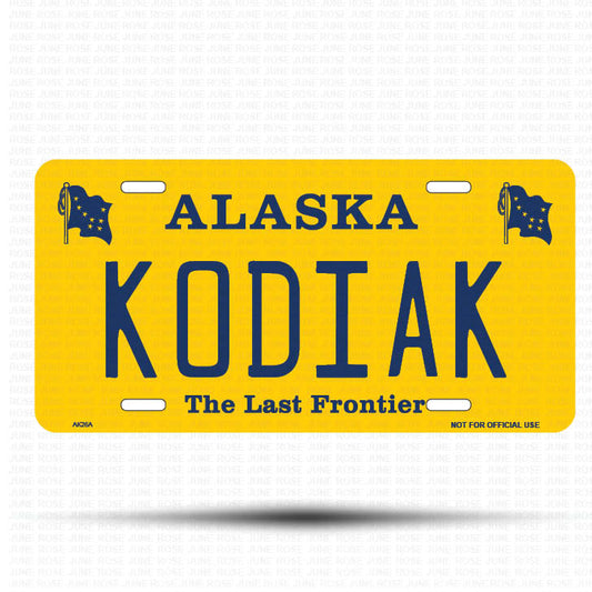 KODIAK Flat Aluminum License Plate | 6" x 12" | State Plate Front View Name Plate