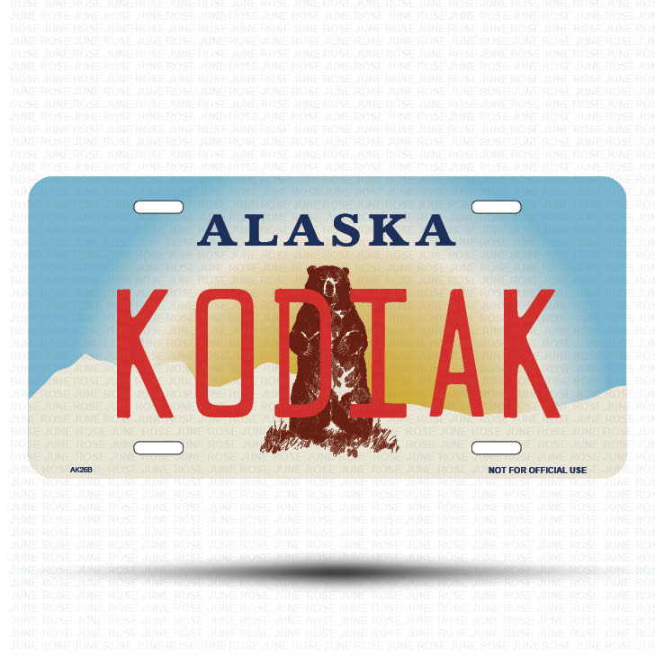 KODIAK Flat Aluminum License Plate | 6" x 12" | State Plate Front View Name Plate