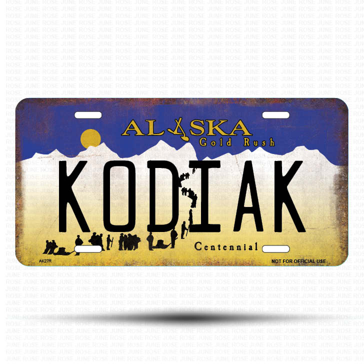 AK26 | KODIAK | ALASKA | AK | Flat Aluminum License Plate | 6" x 12" | State Plate