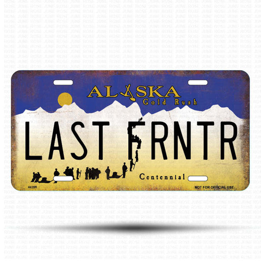AK27 | LAST FRONTR | ALASKA | AK | Flat Aluminum License Plate | 6" x 12" | State Plate