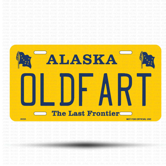 OLDFART Flat Aluminum License Plate | 6" x 12" | State Plate Front View Name Plate