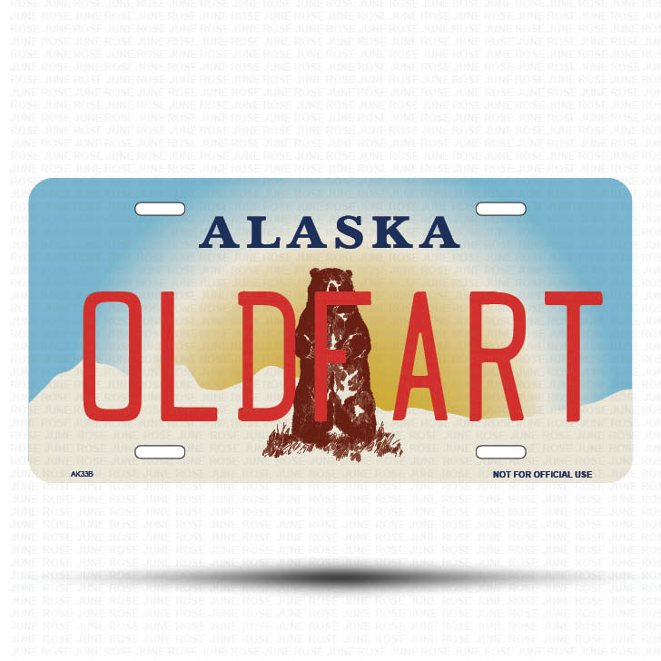 OLDFART Flat Aluminum License Plate | 6" x 12" | State Plate Front View Name Plate