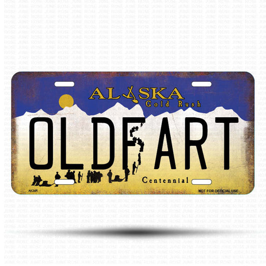 AK33 | OLDFART | ALASKA | AK | Flat Aluminum License Plate | 6" x 12" | State Plate